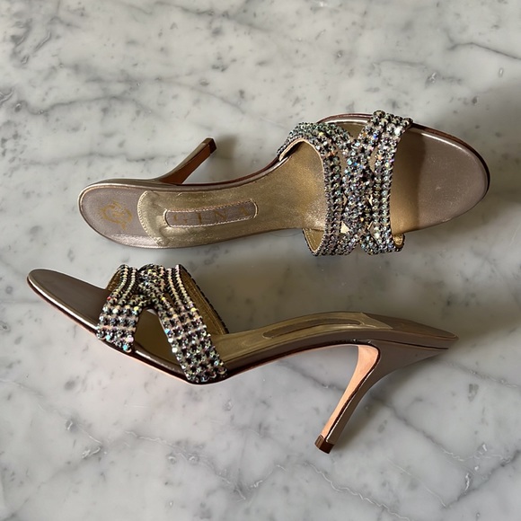 Gina Nocturn Mink Key West Swarovski® Crystal High Heel Stiletto Sandals - Picture 4 of 13